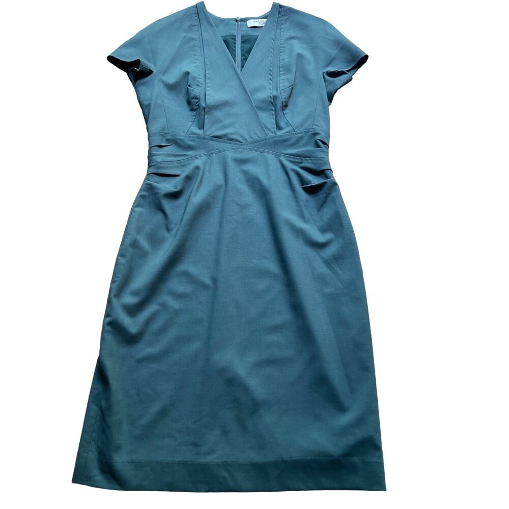 MM. LaFleur Teal V-Neck Sheath Dress